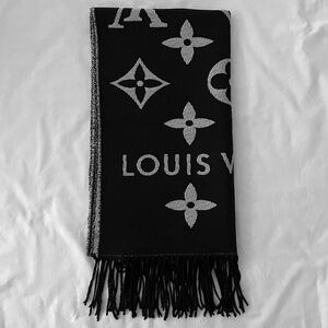 Louis Vuitton Cashmere Scarf Black 70x19
